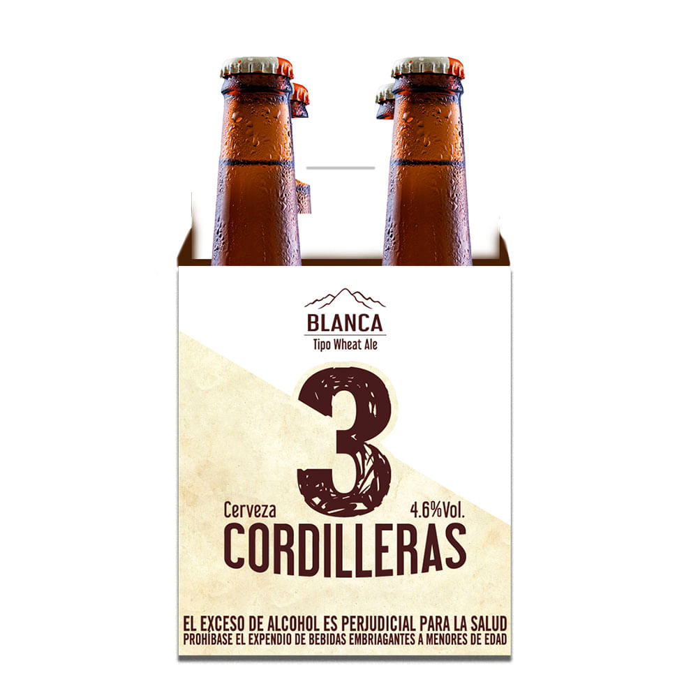 Cerveza 3 Cordilleras Blanca Bot x4Und x300ml