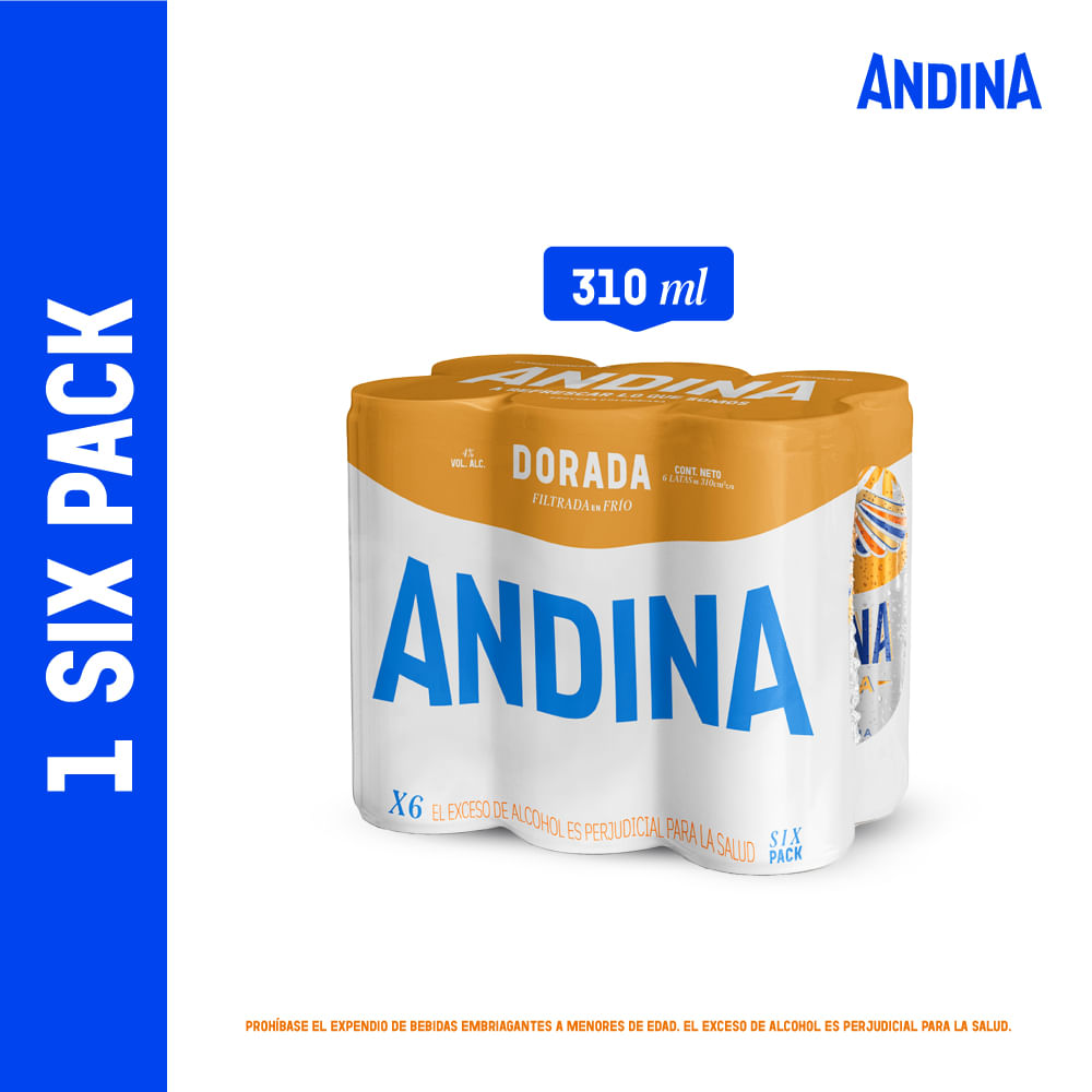 Cerveza Andina Dorada Sixpack Lata x310ml