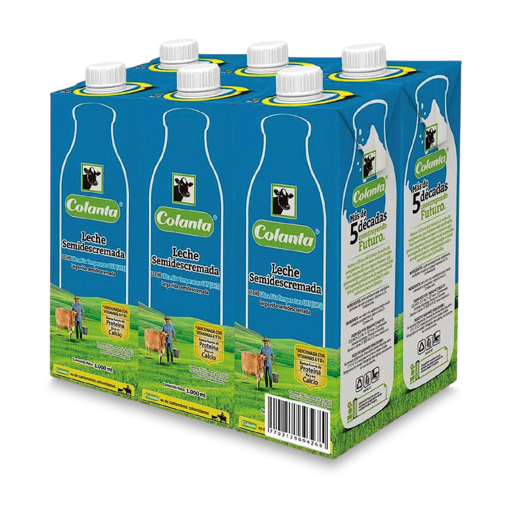 Leche semidescremada Colanta tretapack x6und x6000ml