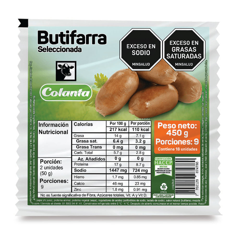 Butifarra Colanta x18und x450g