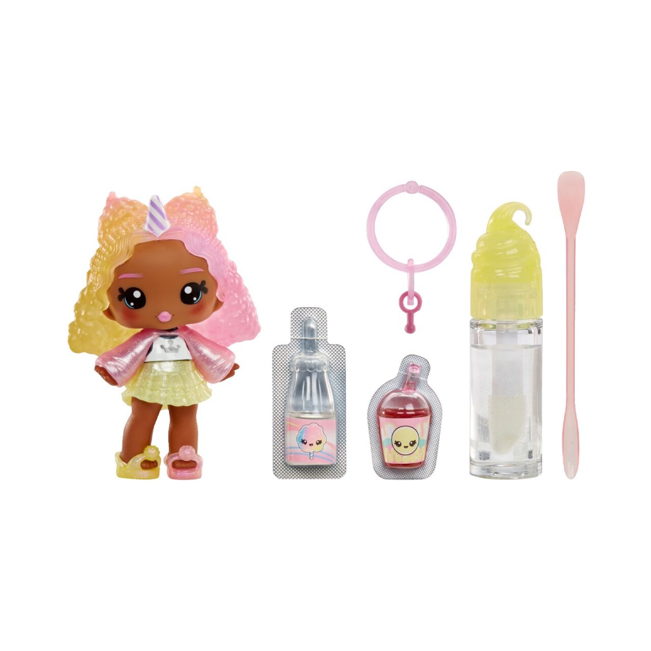 Muñeca Yummiland Nia Candy Fluff con Brillo Labial para Preparar