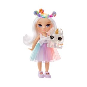 Muñeca Rainbow High Little Opal Multicolor Pastel con Mascota y Accesorios