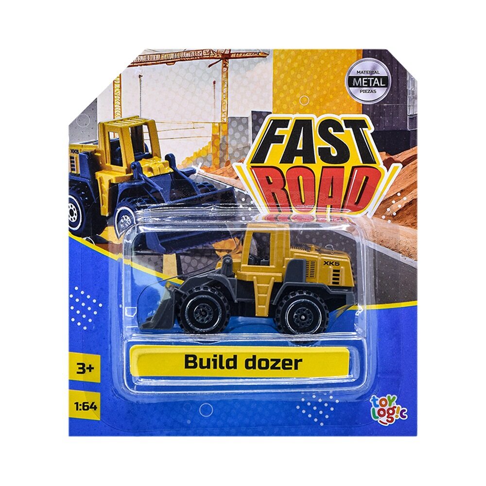 Carro Coleccionable Die Cast Constructor de Pala Fast Road Amarillo
