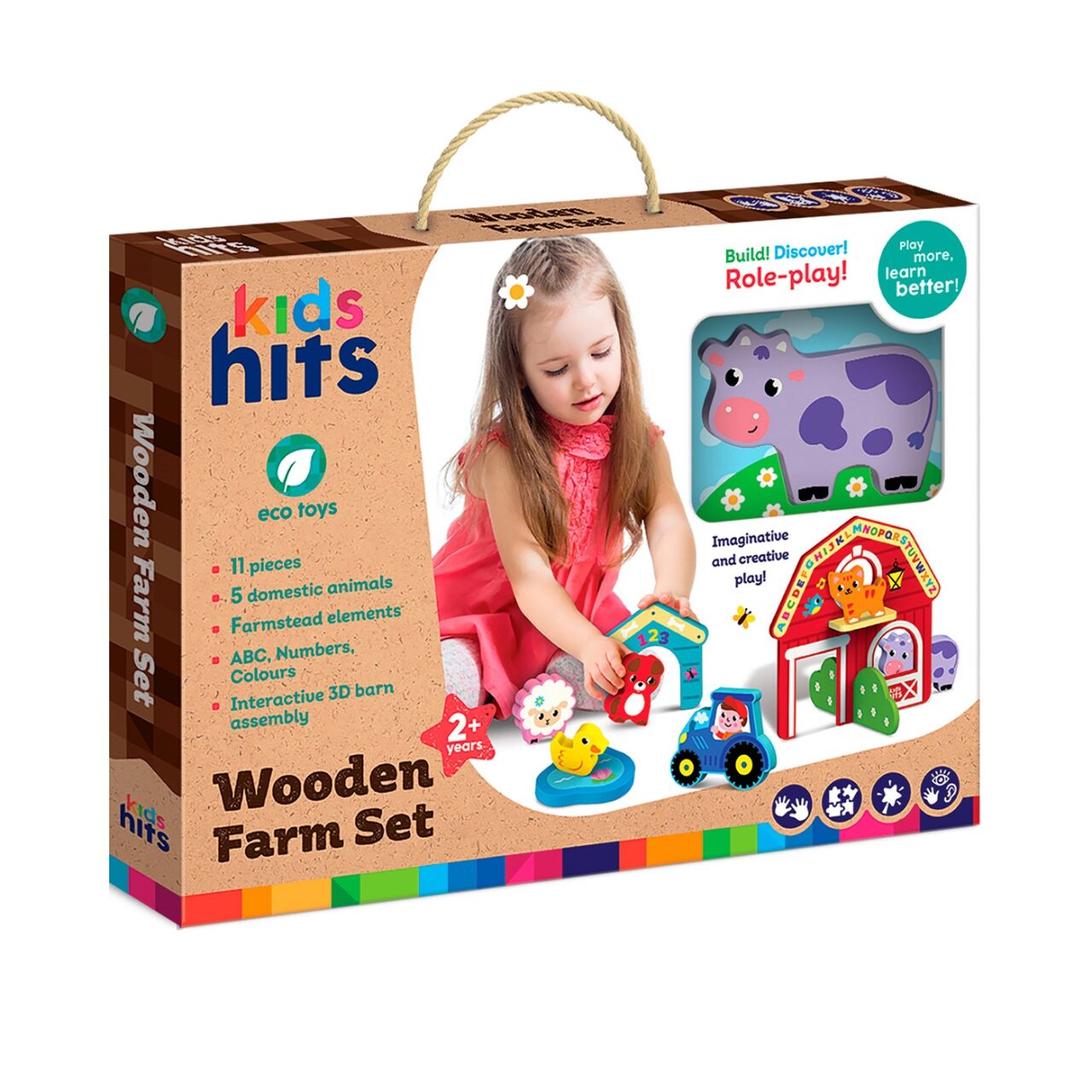 Set 11 Cubos  Bloques en Madera Granja Kids Hits