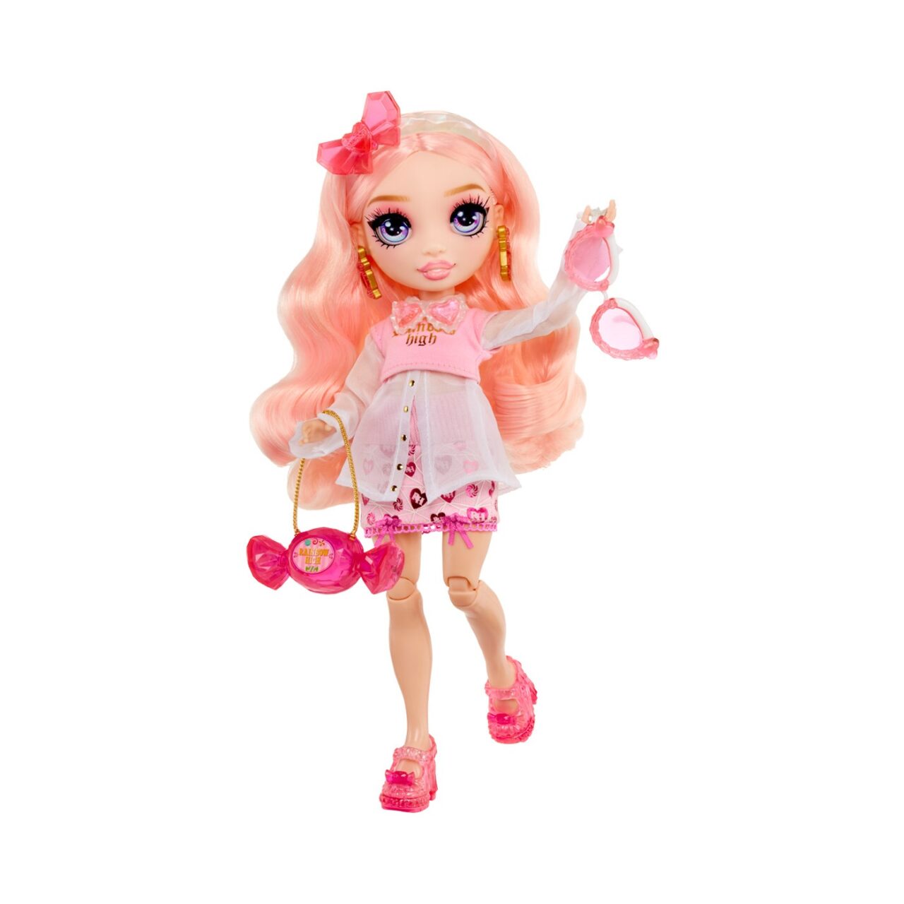 Muñeca Rainbow High Bella Cristales Creativos con Vestuario Rosa y Accesorios Personalizables