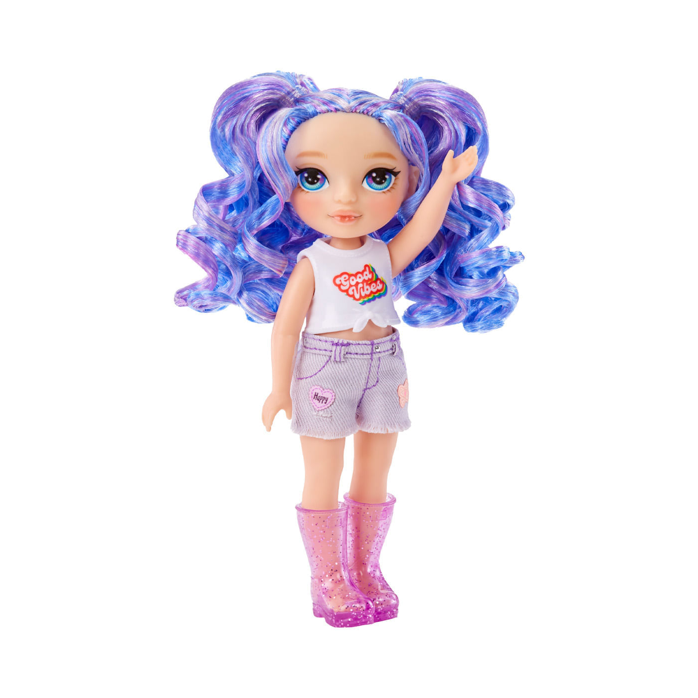 Muñeca Rainbow High Little Amethyst Estilo Morado Glam con Mascota y Accesorios