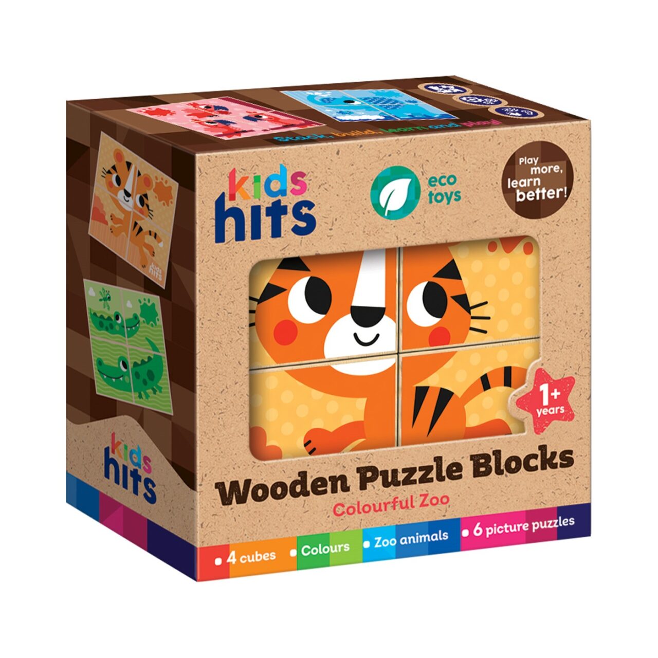 Rompecabezas 4 Cubos de Madera diseño Zoo Kids Hits