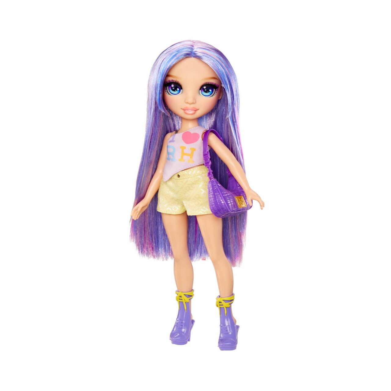 Muñeca Rainbow High Violet Fashion con Cabello Multicolor y Outfit Brillante