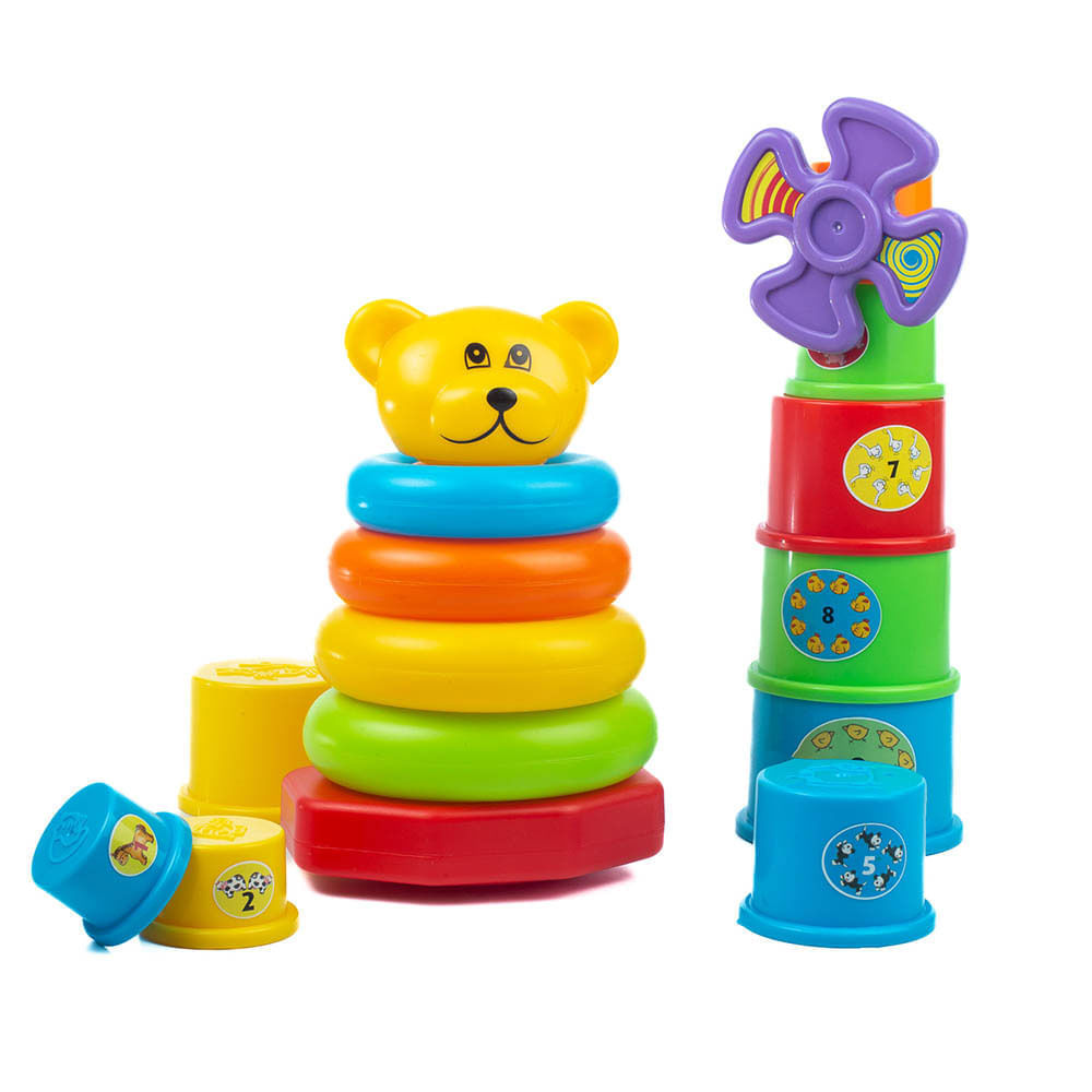 Juguete 2 en 1 para Bebés Tazas Apilables y Juego Sensorial