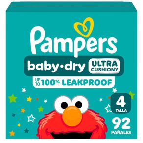 Pañales Pampers Baby-Dry Talla 4, para bebés de (10-17 kg) 92U
