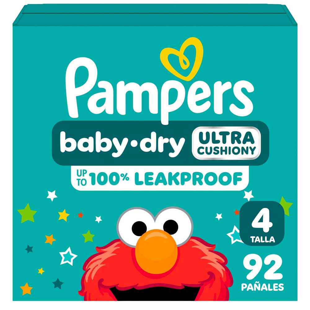 Pañales Pampers Baby-Dry Talla 4, para bebés de (10-17 kg) 92U