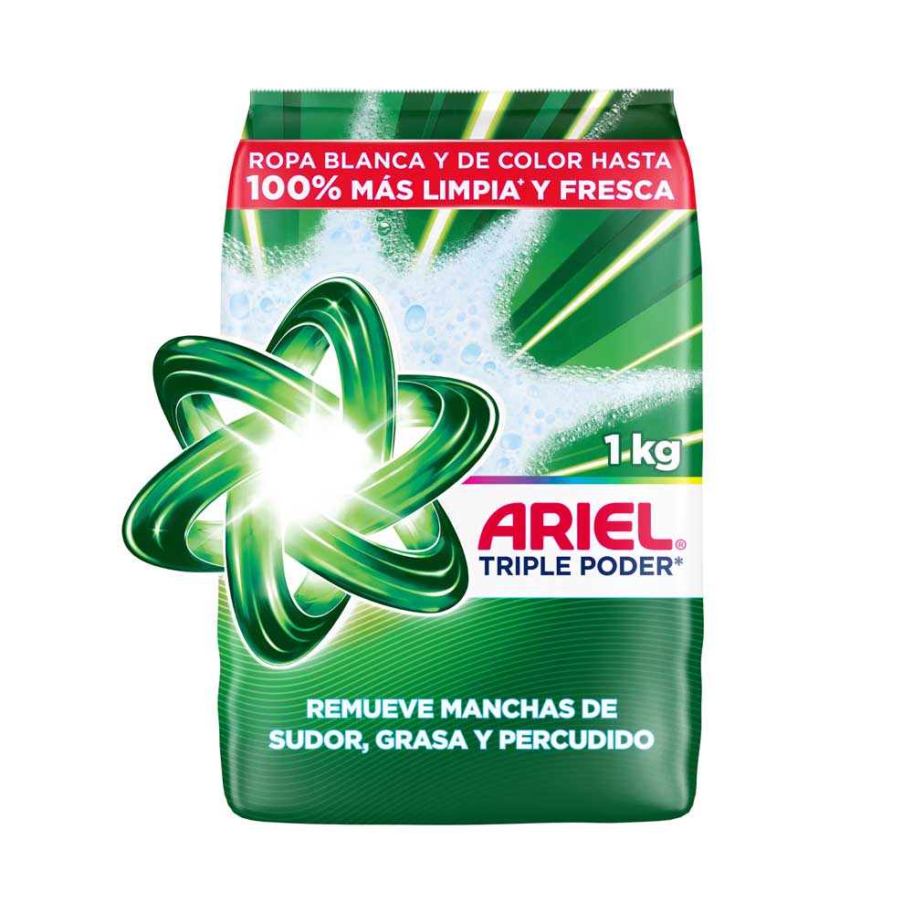Detergente en Polvo Ariel Triple Poder Jabon para Ropa x1kg