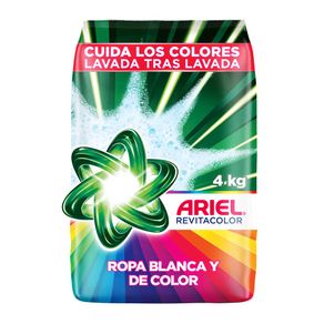 Detergente en Polvo Ariel Revitacolor para Ropa Blanca y de Color 4kg