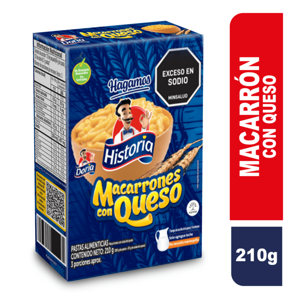 Pasta Macarrón con Salsa de Queso Doria x 210 g.