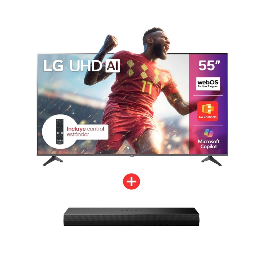 Smart TV UHD 4K 55" LG 55UA7300PSB + Barra de sonido LG S20A