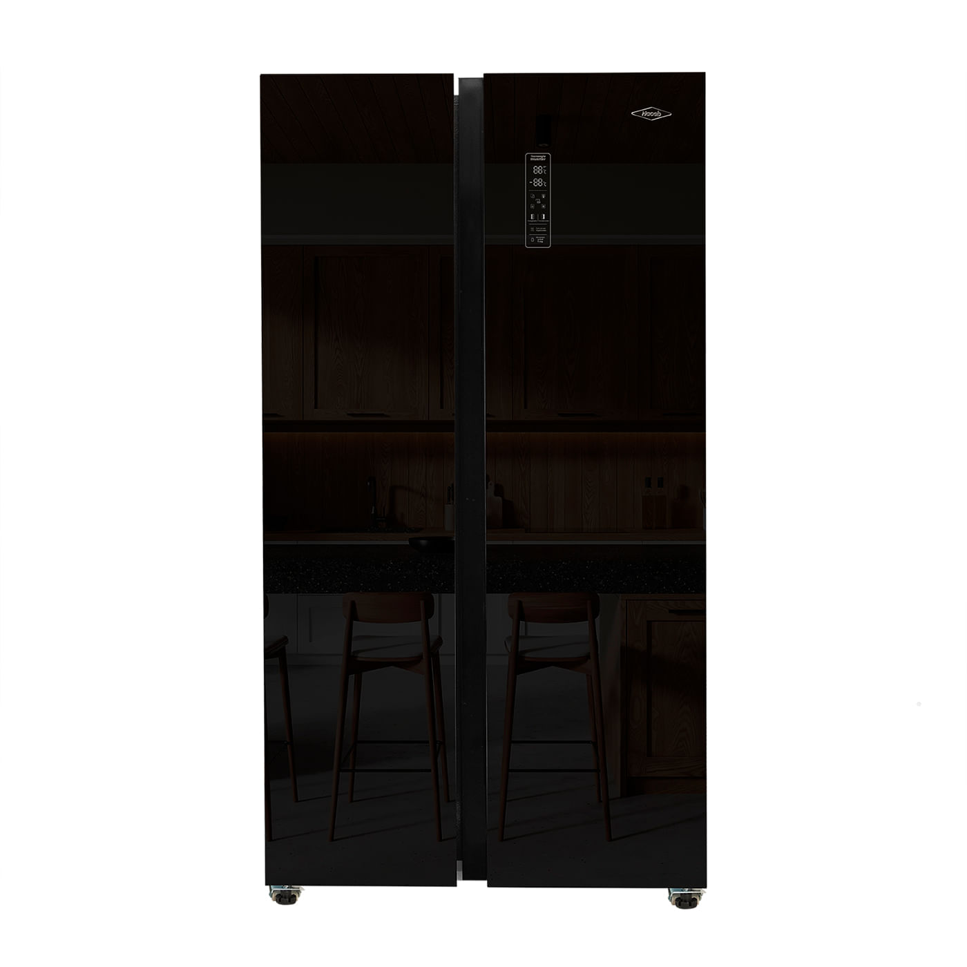 Nevecon Side By Side Haceb 480 Litros Negro Glass Inverter