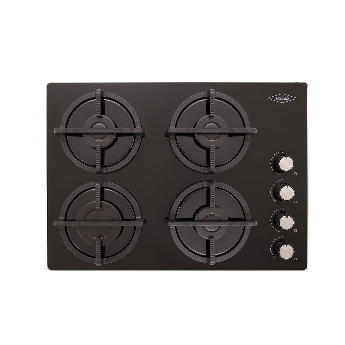 Cubierta Haceb 60cm 4 Puestos Gas Propano Cristal Hierro Fundido CUB TO 60-43CRISTALHFGP Negro