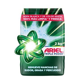 Detergente en Polvo Ariel Triple Poder Jabon para Ropa x2kg