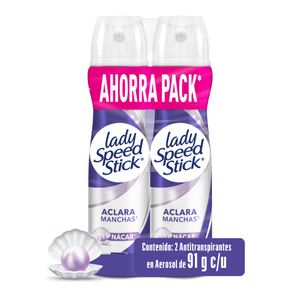 Desodorante Mujer Lady Speed Stick Spray Derma + Aclarado 91g x2 Und