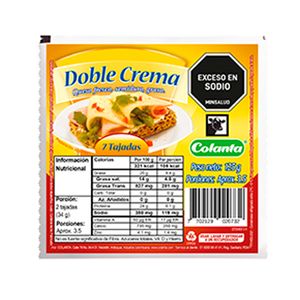Queso doble crema Colanta 7 tajadas x125g