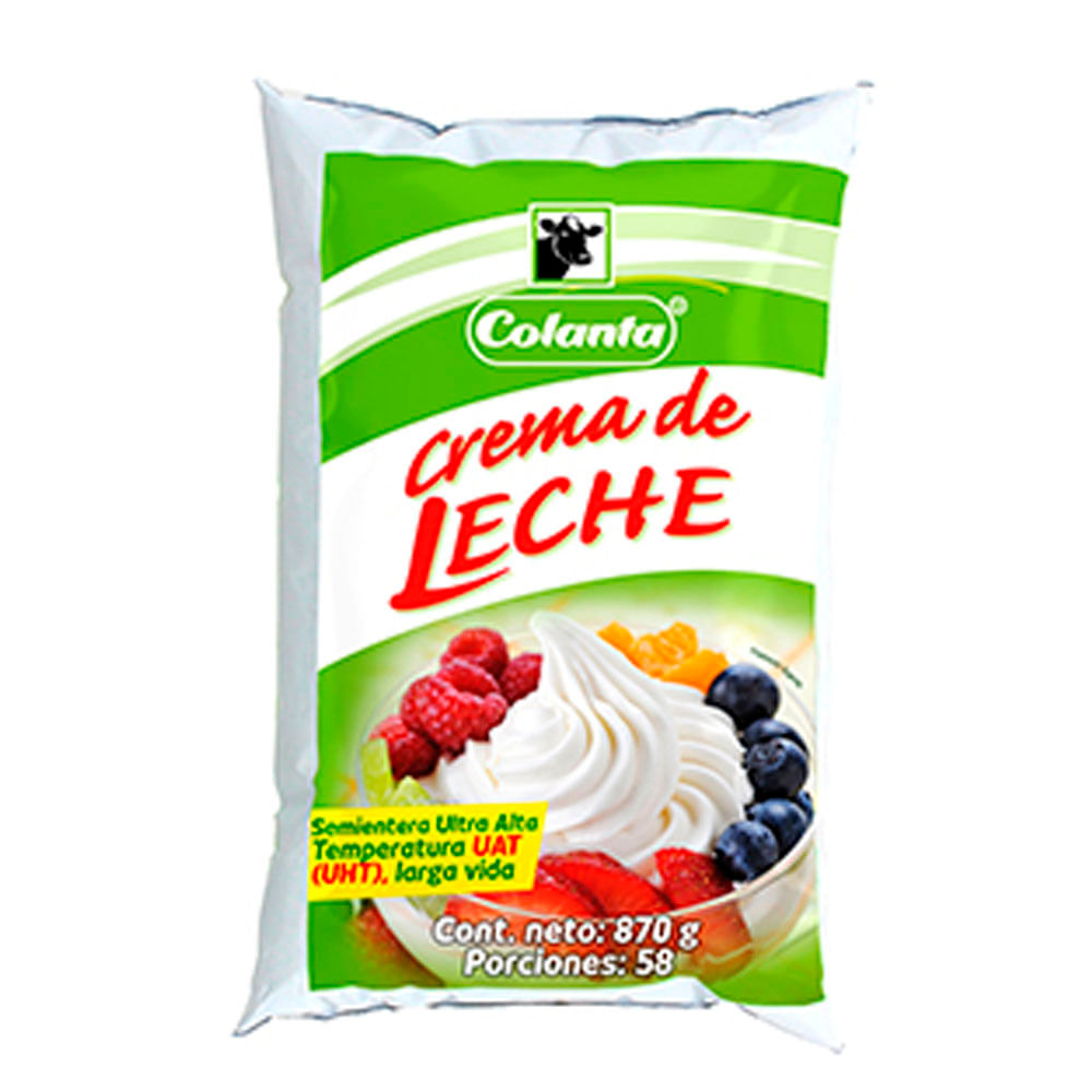 Crema leche Colanta semientera uht bolsa x870g