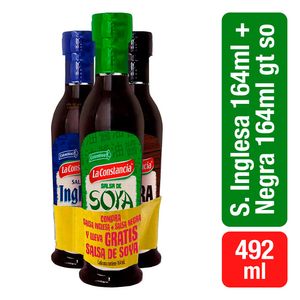 Salsa La Constancia inglesa + negra + soya x164ml c/u