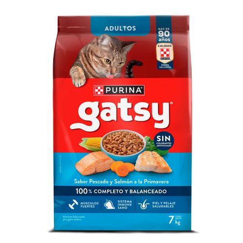 Alimento para gato adulto sabor pescado y salmón x7kg Gatsy