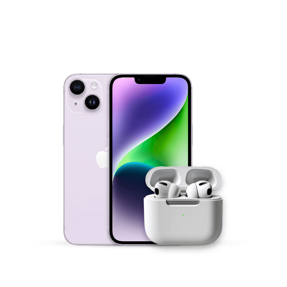 Celular Reacondicionado iPhone 14 Morado 128GB +AirPods Pro 2 Genericos