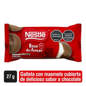 Galleta masmelo Beso de Amor Cubierta Sabor Chocolate x27g