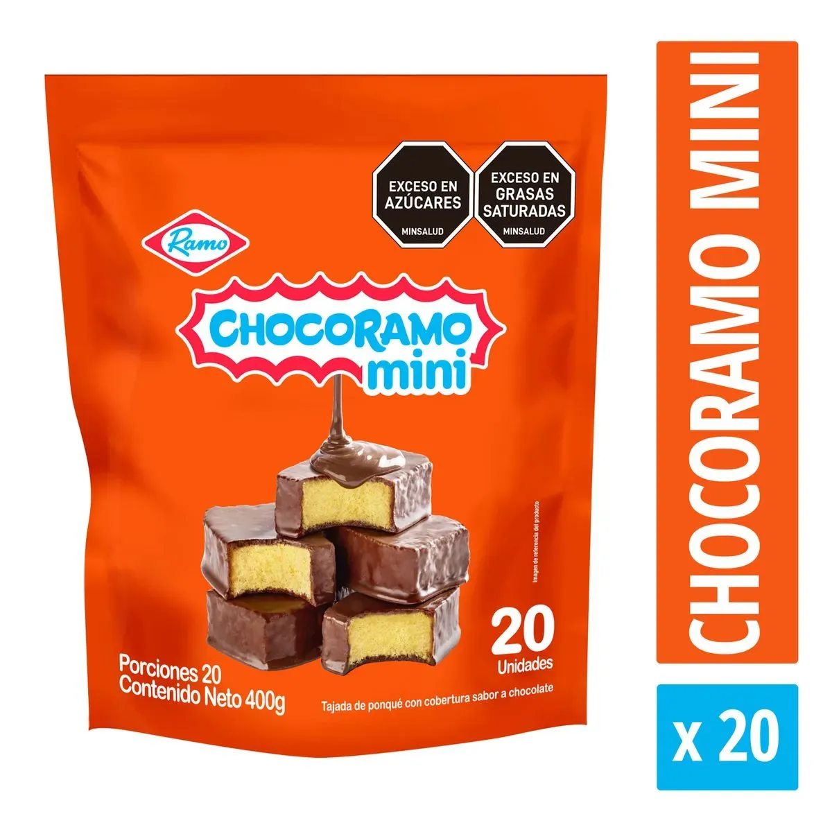 Imagen de Ponqué Chocoramo Mini 400 G X20 Unds Chocoramo ponque mini x20 400gr