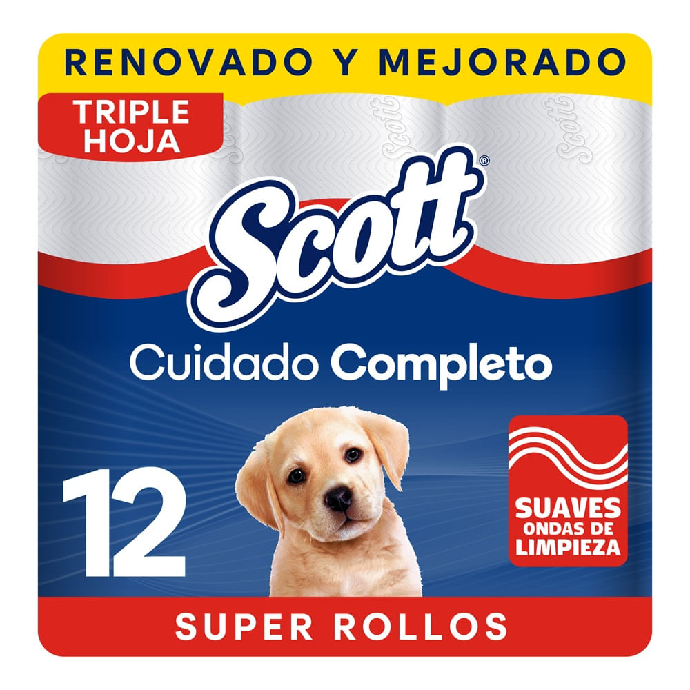 Imagen de Papel Higiénico Scott Cuidado Completo Triple Hoja 30 metros - 12 rollos