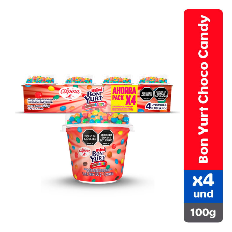 Imagen de Bonyurt mini choccandy 100g x4 ALIMENTO LACTEO BONYURT MINI CHOCOLATE CANDY 100g X4