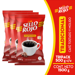 Cafe Sello Rojo Tradicional Tostado Molido 3Und 500g c/u