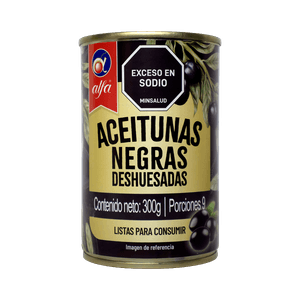 Aceitunas Negras Deshuesadas Alfa Lata 300g