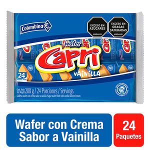 Galleta Capri Wafer Vainilla Paquete 24 288g